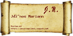 János Mariann névjegykártya