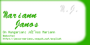 mariann janos business card